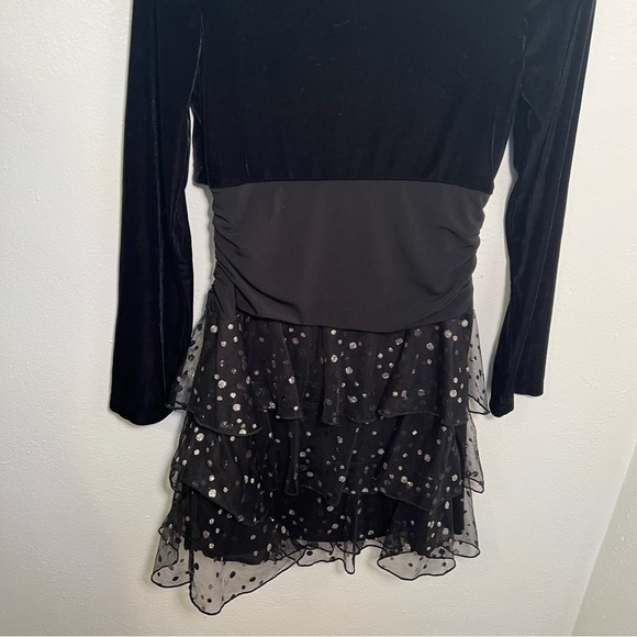 IZByer Formal Dress Black Silver Metallic Dots Velvet - Picture 9 of 11